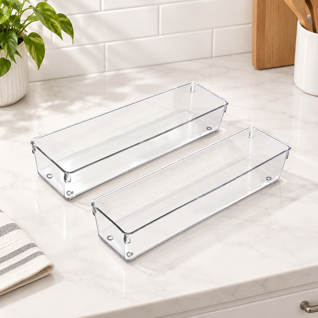 Clear Long Drawer Organizer 2-Pack