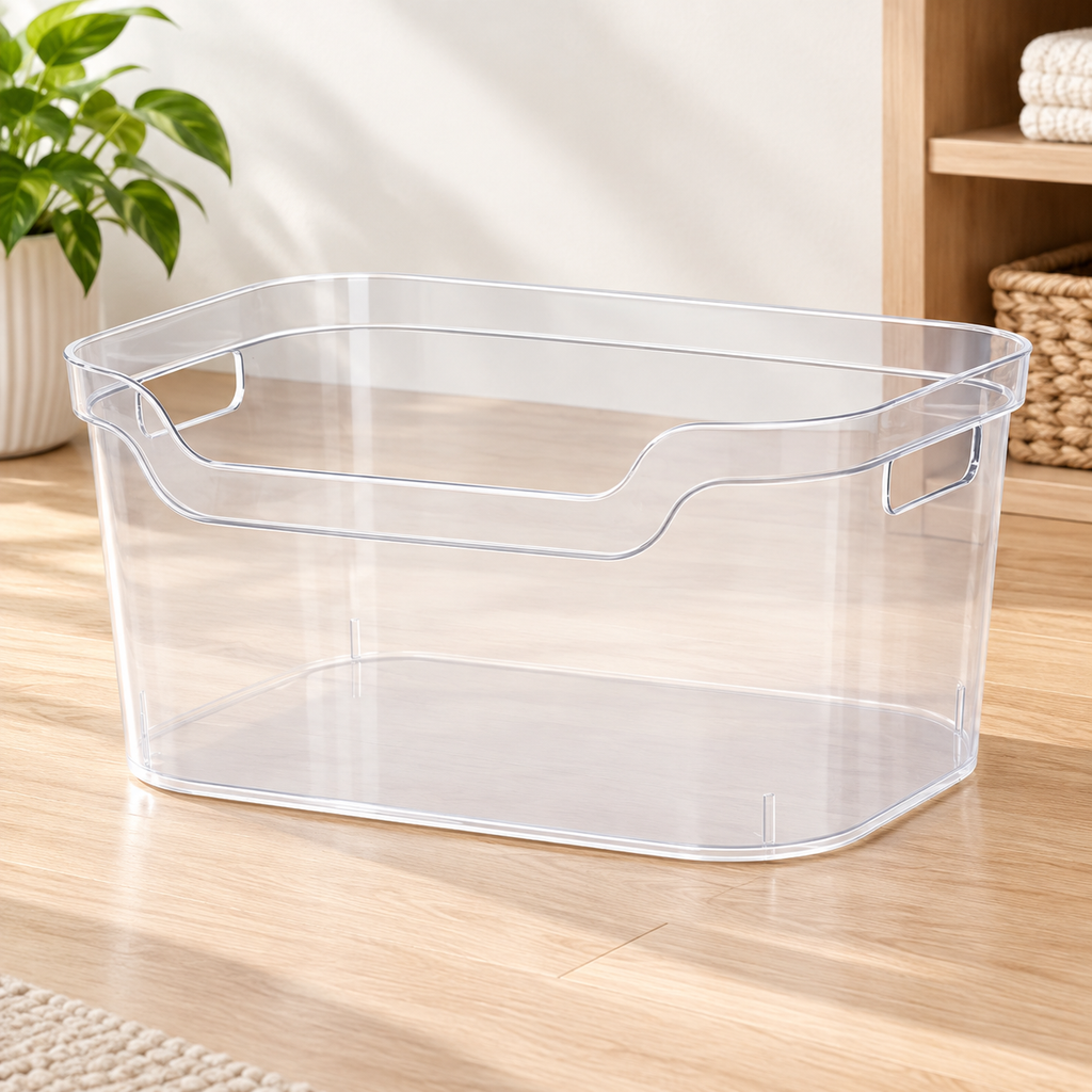 Clear Scoop-Front Storage Bin