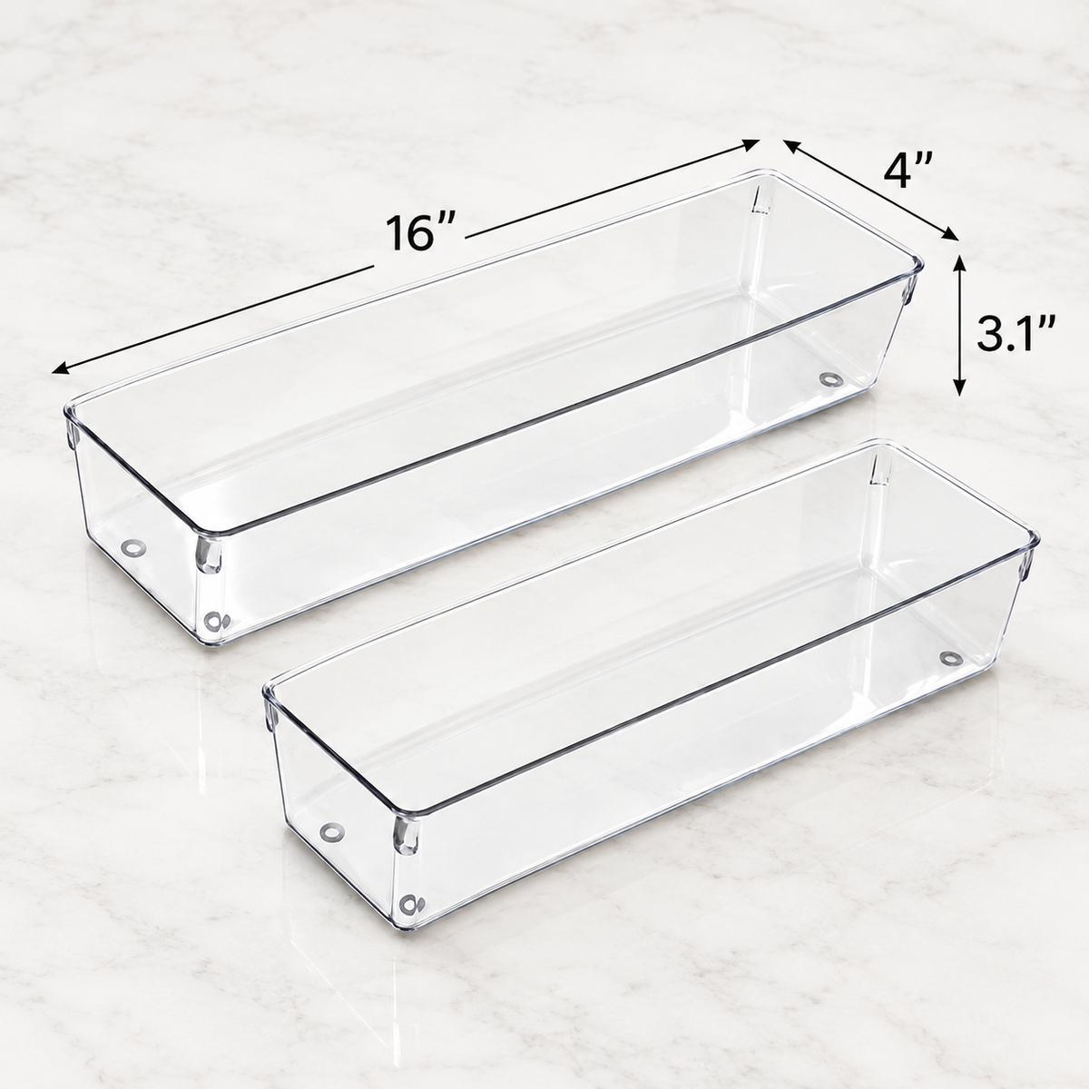 Clear Long Drawer Organizer 2-Pack