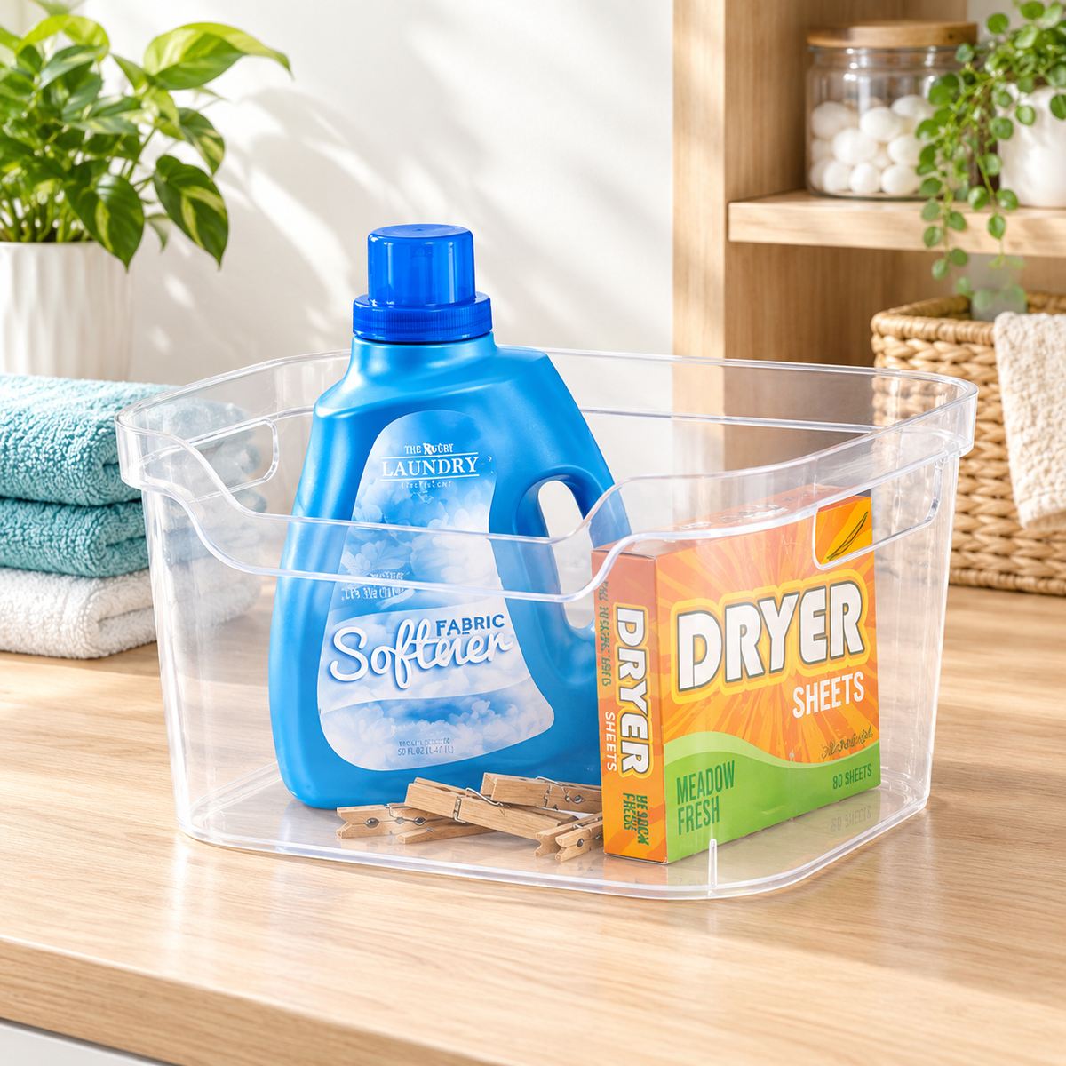 Clear Scoop-Front Storage Bin