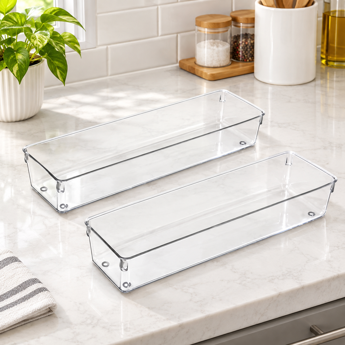 Clear Long Drawer Organizer 2-Pack