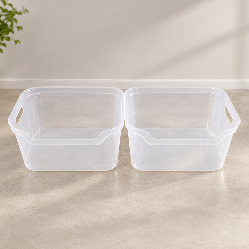 Clear Scoop-Front Storage Bin